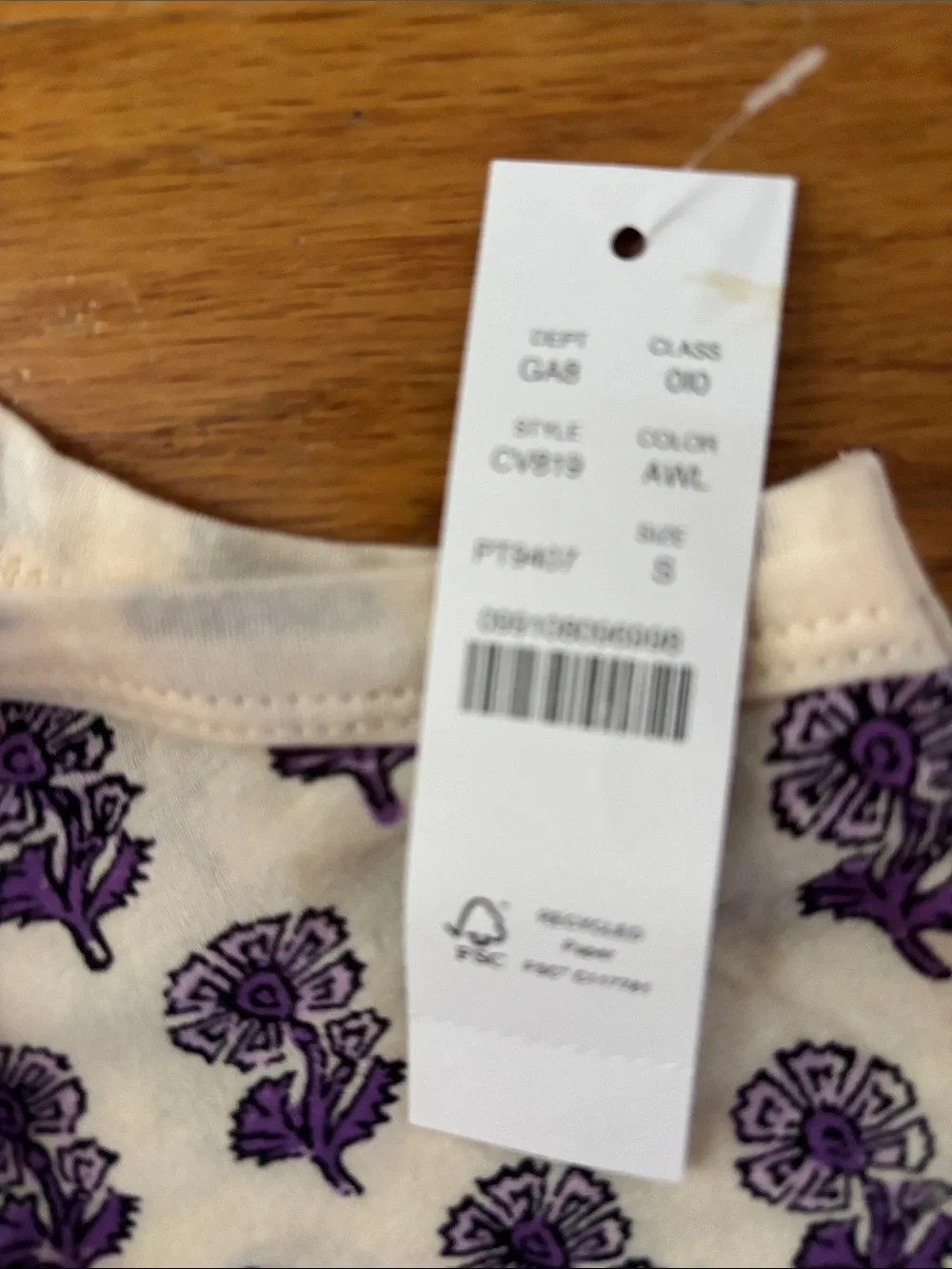 Women's Floral Print Tank Top - Purple on Cream